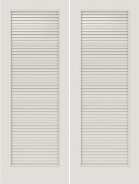 WDMA 20x80 Door (1ft8in by 6ft8in) Interior Swing Smooth SL-1010-LVR MDF Full Vented Louver Double Door 1