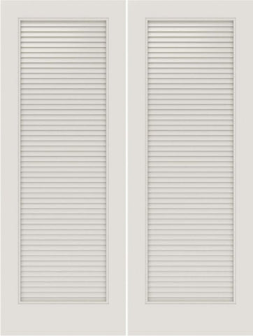 WDMA 20x80 Door (1ft8in by 6ft8in) Interior Swing Smooth SL-1010-LVR MDF Full Vented Louver Double Door 1