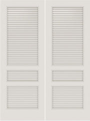 WDMA 20x80 Door (1ft8in by 6ft8in) Interior Swing Smooth SL-3010-LVRL MDF 3 Panel Vented Louver Double Door 1