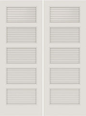 WDMA 20x80 Door (1ft8in by 6ft8in) Interior Barn Smooth SL-5100-LVR 5 Panel Vented Louver Double Door 1