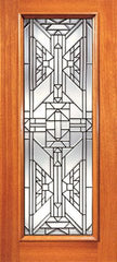 WDMA 24x96 Door (2ft by 8ft) Exterior Mahogany Ornate Design Beveled Glass Entry Door Triple Glazed Glass Option 1