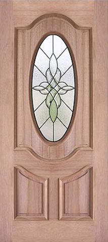 WDMA 30x80 Door (2ft6in by 6ft8in) Exterior Mahogany Decorative Oval Lite Single Entry Door 1