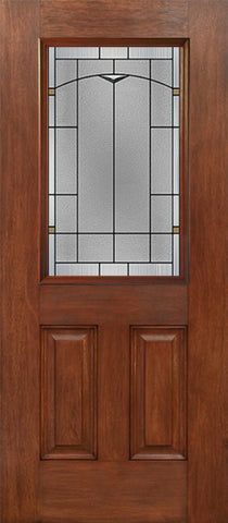 WDMA 30x80 Door (2ft6in by 6ft8in) Exterior Mahogany Half Lite 2 Panel Single Entry Door TP Glass 1
