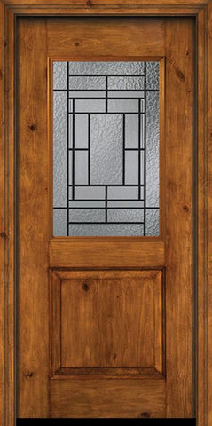 WDMA 30x80 Door (2ft6in by 6ft8in) Exterior Knotty Alder Alder Rustic Plain Panel 1/2 Lite Single Entry Door Pembrook Glass 1