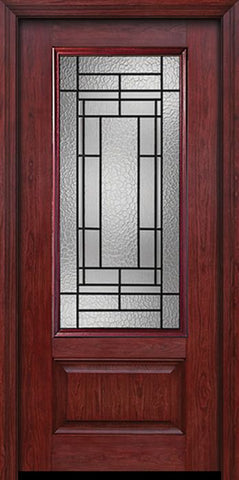 WDMA 30x80 Door (2ft6in by 6ft8in) Exterior Cherry 3/4 Lite 1 Panel Single Entry Door Pembrook Glass 1