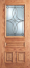WDMA 30x80 Door (2ft6in by 6ft8in) Exterior Mahogany Diamond Design Decorative Glass 3-Panel 1/2 Lite Front Single Door 1
