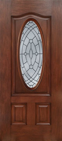 WDMA 30x80 Door (2ft6in by 6ft8in) Exterior Mahogany Oval Three Panel Single Entry Door EE Glass 1