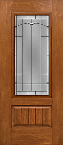 WDMA 30x80 Door (2ft6in by 6ft8in) Exterior Cherry Plank Panel 3/4 Lite Single Entry Door TP Glass 1