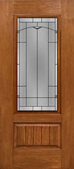 WDMA 30x80 Door (2ft6in by 6ft8in) Exterior Cherry Plank Panel 3/4 Lite Single Entry Door TP Glass 1