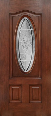 WDMA 30x80 Door (2ft6in by 6ft8in) Exterior Mahogany Oval Three Panel Single Entry Door RA Glass 1