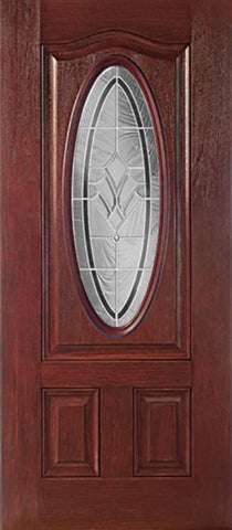WDMA 30x80 Door (2ft6in by 6ft8in) Exterior Cherry Oval Three Panel Single Entry Door RA Glass 1
