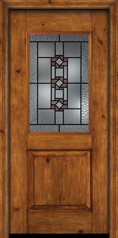WDMA 30x80 Door (2ft6in by 6ft8in) Exterior Knotty Alder Alder Rustic Plain Panel 1/2 Lite Single Entry Door Mission Ridge Glass 1
