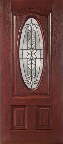 WDMA 30x80 Door (2ft6in by 6ft8in) Exterior Cherry Oval Three Panel Single Entry Door CD Glass 1