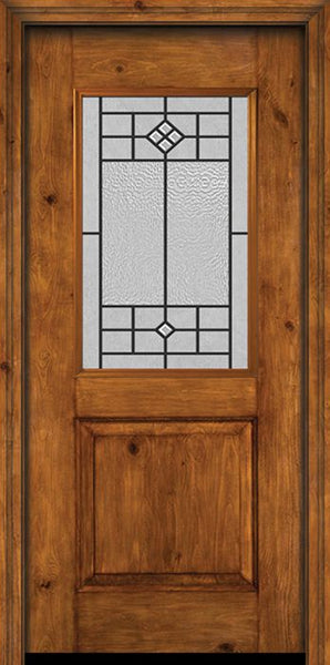 WDMA 30x80 Door (2ft6in by 6ft8in) Exterior Knotty Alder Alder Rustic Plain Panel 1/2 Lite Single Entry Door Beaufort Glass 1