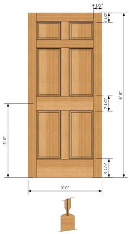 WDMA 30x84 Door (2ft6in by 7ft) Exterior Fir 84in 6 Panel Single Door 2
