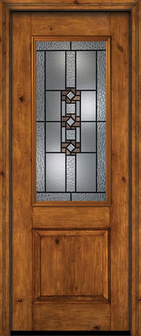 WDMA 30x96 Door (2ft6in by 8ft) Exterior Knotty Alder 96in Alder Rustic Plain Panel 2/3 Lite Single Entry Door Mission Ridge Glass 1