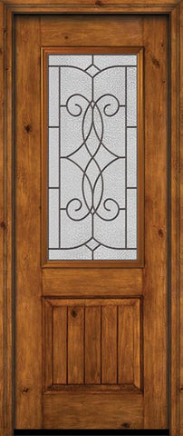 WDMA 30x96 Door (2ft6in by 8ft) Exterior Knotty Alder 96in Alder Rustic V-Grooved Panel 2/3 Lite Single Entry Door Ashbury Glass 1