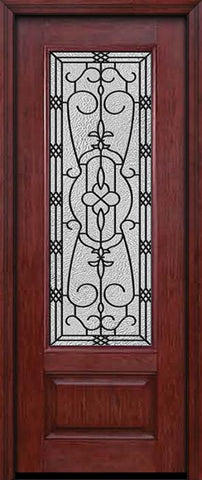 WDMA 30x96 Door (2ft6in by 8ft) Exterior Cherry 96in 3/4 Lite Single Entry Door Jacinto Glass 1