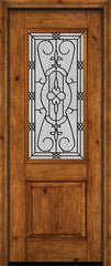 WDMA 30x96 Door (2ft6in by 8ft) Exterior Knotty Alder 96in Alder Rustic Plain Panel 2/3 Lite Single Entry Door Jacinto Glass 1