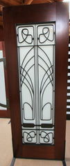 WDMA 30x96 Door (2ft6in by 8ft) Exterior Mahogany 2-1/4in Thick Art Nouveau Door Wrought Iron Low-E Glass 2