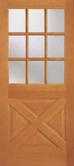 WDMA 32x80 Door (2ft8in by 6ft8in) Exterior Fir 2035 9 Lite Crossbuck Panel Single Door 1