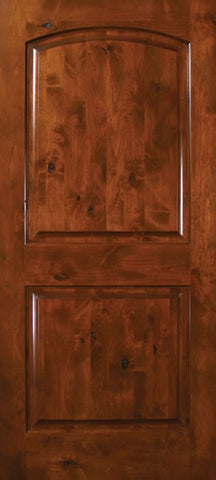 WDMA 32x80 Door (2ft8in by 6ft8in) Exterior Knotty Alder 80in Arch 2 Panel Estancia Alder Door 1