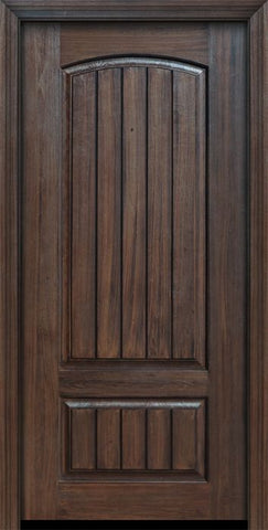 WDMA 32x80 Door (2ft8in by 6ft8in) Exterior Cherry IMPACT | 80in 2 Panel Arch V-Grooved or Knotty Alder Door 1
