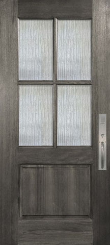 WDMA 32x80 Door (2ft8in by 6ft8in) Exterior Mahogany 80in 4 Lite TDL Large Panel DoorCraft Door w/Textured Glass 1