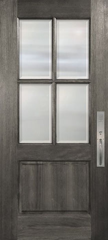 WDMA 32x80 Door (2ft8in by 6ft8in) Exterior Mahogany 80in 4 Lite TDL Large Panel DoorCraft Door w/Bevel IG 1