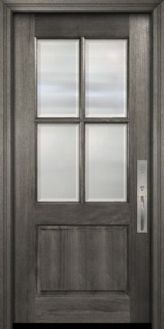 WDMA 32x80 Door (2ft8in by 6ft8in) Exterior Mahogany 80in 4 Lite TDL Large Panel DoorCraft Door w/Bevel IG 2