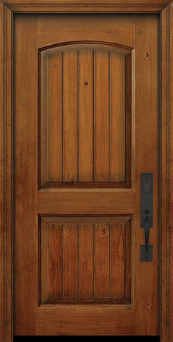 WDMA 32x80 Door (2ft8in by 6ft8in) Exterior Knotty Alder IMPACT | 80in 2 Panel Arch V-Grooved Door 1
