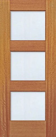 WDMA 32x80 Door (2ft8in by 6ft8in) Exterior Mahogany 80in 3 lite TDL Continental DoorCraft Door w/Bevel IG 1