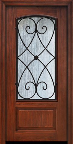 WDMA 32x80 Door (2ft8in by 6ft8in) Exterior Cherry 80in 1 Panel 3/4 Arch Lite Charleston Door 1