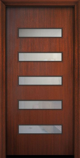 WDMA 32x80 Door (2ft8in by 6ft8in) Exterior Mahogany 80in Beverly Solid Contemporary Door w/Textured Glass 1