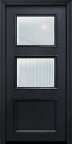 WDMA 32x80 Door (2ft8in by 6ft8in) Exterior 80in ThermaPlus Steel 2 Lite 1 Panel Continental Door w/ Beveled Glass 1
