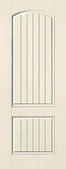 WDMA 32x96 Door (2ft8in by 8ft) Exterior Smooth Fiberglass Impact Door 8ft 2 Panel Plank Soft Arch 1