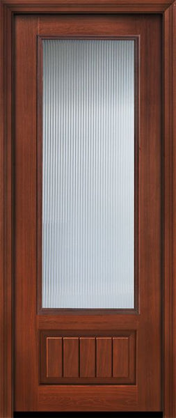 WDMA 32x96 Door (2ft8in by 8ft) French Cherry IMPACT | 96in 3/4 Lite Privacy Glass V-Grooved Panel Door 1