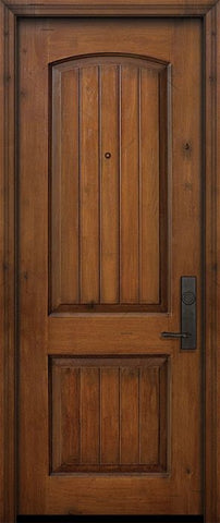 WDMA 32x96 Door (2ft8in by 8ft) Exterior Knotty Alder IMPACT | 96in 2 Panel Arch V-Groove Door 1