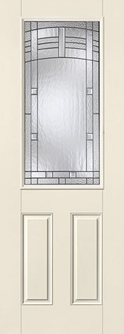 WDMA 32x96 Door (2ft8in by 8ft) Exterior Smooth Fiberglass Impact Door 8ft 1/2 Lite Maple Park 1