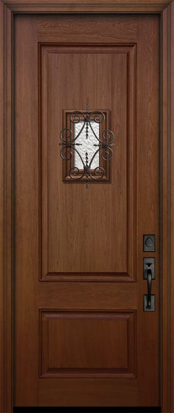 WDMA 32x96 Door (2ft8in by 8ft) Exterior Mahogany IMPACT | 96in 2 Panel Square Door with Speakeasy 1