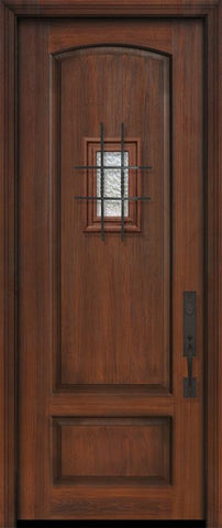 WDMA 32x96 Door (2ft8in by 8ft) Exterior Cherry 96in 2 Panel Arch or Knotty Alder Door with Speakeasy 1
