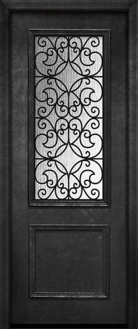 WDMA 32x96 Door (2ft8in by 8ft) Exterior 96in ThermaPlus Steel Florence 1 Panel 2/3 Lite GBG Door 1