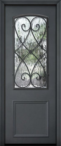 WDMA 32x96 Door (2ft8in by 8ft) Exterior 96in ThermaPlus Steel Charleston 1 Panel 2/3 Arch Lite Door 1