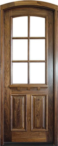 WDMA 34x78 Door (2ft10in by 6ft6in) Exterior Mahogany Craftsman or Walnut Hillcrest Single Door/Arch Top 6-Lite 1
