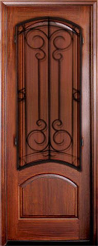 WDMA 34x78 Door (2ft10in by 6ft6in) Exterior Mahogany Aberdeen Solid Panel Single w Sherwood Iron 1