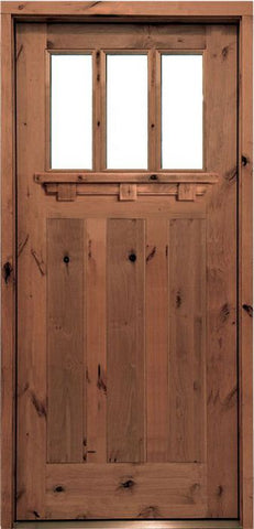 WDMA 34x78 Door (2ft10in by 6ft6in) Exterior Knotty Alder Craftsman Seneca Single Door 3-Lite 1