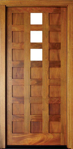 WDMA 34x78 Door (2ft10in by 6ft6in) Exterior Mahogany Milan Center 3 Lite Single Door 1