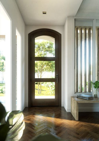 WDMA 34x78 Door (2ft10in by 6ft6in) Interior Swing Mahogany 3 Lite Arch Top Exterior or Single Door 1