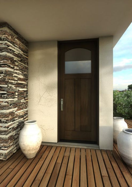 WDMA 34x78 Door (2ft10in by 6ft6in) Interior Swing Mahogany Arch Lite 2 Panel Craftsman Exterior or Single Door 1