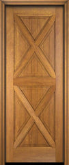 WDMA 34x78 Door (2ft10in by 6ft6in) Exterior Barn Mahogany 2 Crossbuck Panel Entry Door 2